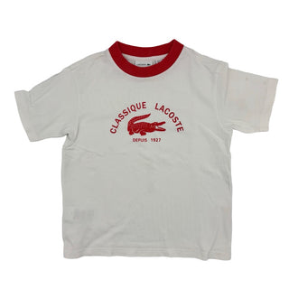 Lacoste White w/red trim tshirt, 10 years