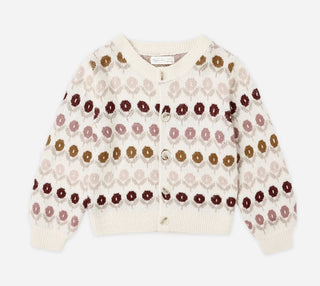 Rylee + Cru Cream Button Down Cardigan with Flowers, 6-12 months