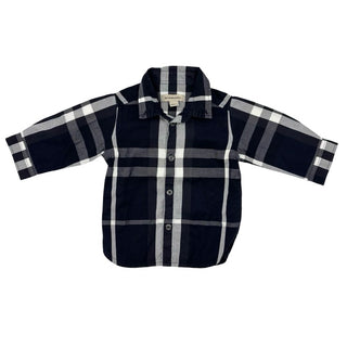 Burberry black/navy check dress shirt, 6 months