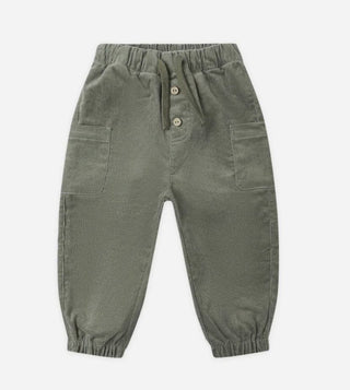 Quincy Mae Green Cargo Corduroy Pants, 18-24 months