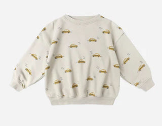 Rylee + Cru Beige Sweatshirt with Taxi Cab Pattern, 2-3 years