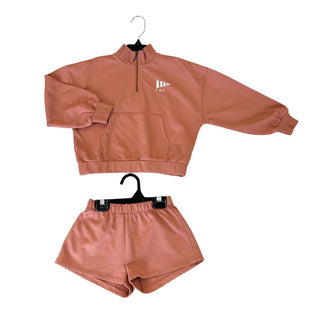 Rylee + Cru Rust Quarter Zip and Short Set, 4-5 years