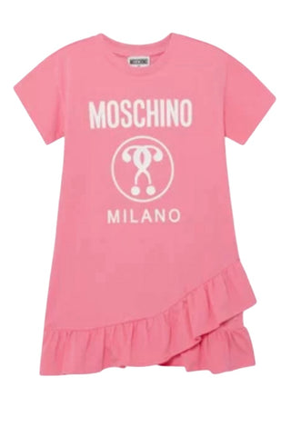 Moschino Pink logo dress with ruffles, 8 years