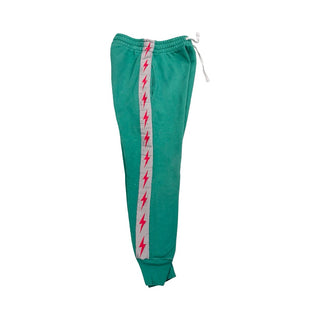 Nununu Green sweatpants w/Lightning bolt sodes, 6-7 years