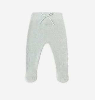 Quincy Mae Waffle knit footed pants, pale Blue, 3-6 months