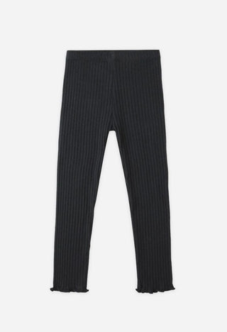 Rylee + Cru Black Rib Knit Leggings with Lettuce Trim, 6-12 months