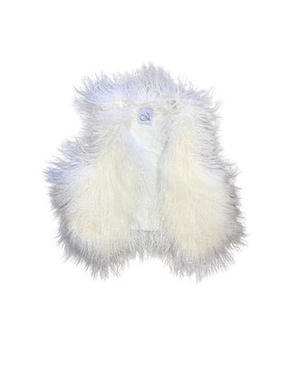 Mi Loves Signature Luxurious Mongolian lamb fur kids vest in White, 2-4 years
