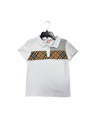 Burberry White and Plaid Polo Tee - Some Staining, Reflected in Price, 10 years