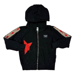 Nununu Black zip up w/red lightning bolt&star, 4-5 years