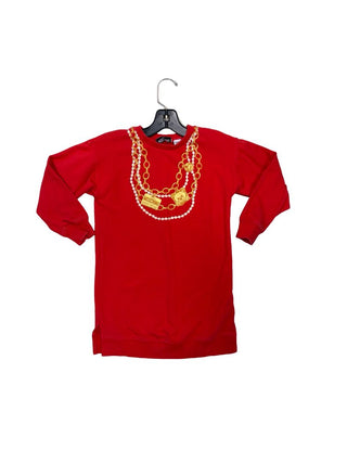 Moschino Red Sweater Dress with Necklace Graphics, 5 years