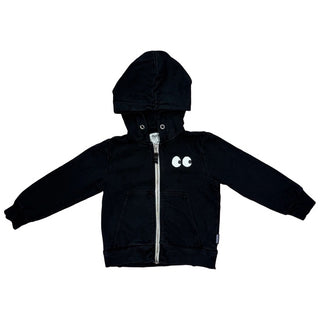 Nununu Black zip up with eye graphic, 4-5 years
