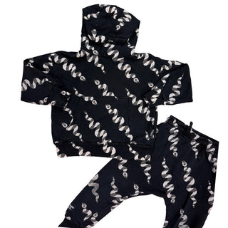 Nununu Black sweat suit with snakes, 4-5 years