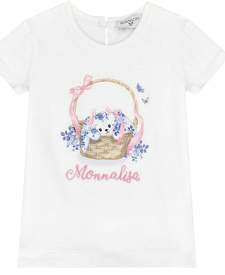 Monnalisa White tshirt with details, 24 months