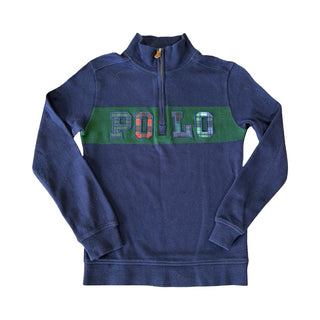 Ralph Lauren Navy/ green Polo half zip sweatshirt, 7 years