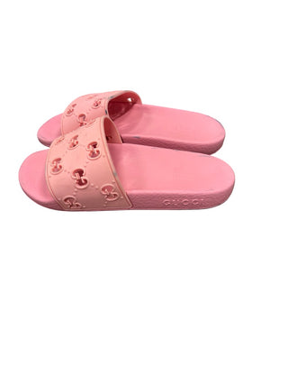 Gucci Pink slides with logo, 10-11