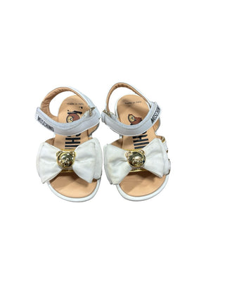 Moschino White and gold teddy logo sandals, 22 EU