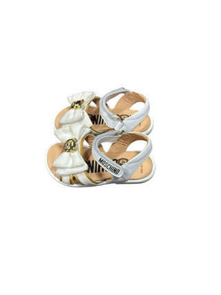 Moschino White and gold teddy logo sandals, 22 EU