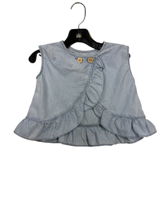 Zara  Open Back Ruffle Chambray Top - Some discolouration, reflected in price, 12-18 months