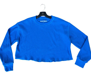 Katie J Blue waffle long sleeve, XL