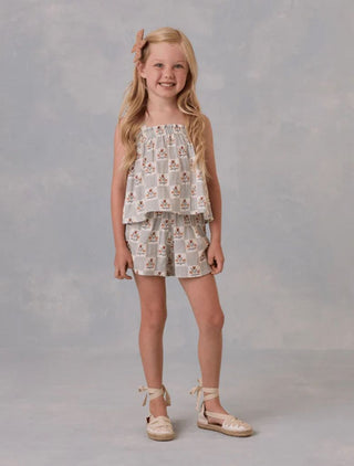 Rylee + Cru Flower Checkered Patterned Set with Tank and Shorts, 8-9 years
