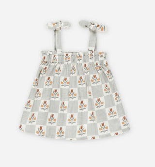 Rylee + Cru Flower Checkered Patterned Set with Tank and Shorts, 8-9 years