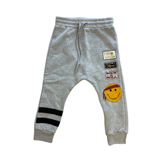 Lauren Moshi Grey Sweatpants with Smiley Rock Graphics - New With Tags, 6 years
