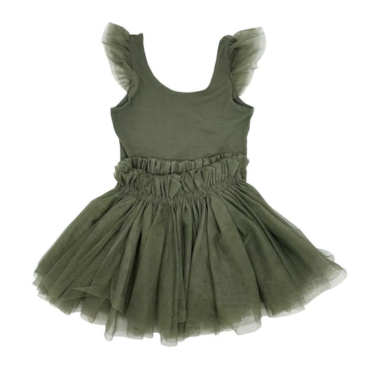 Noralee olive green body suit/tulle skirt set, 6 years