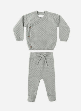 Quincy Mae Knitted Pointelle Set with Sweater and Footed Pants, newborn
