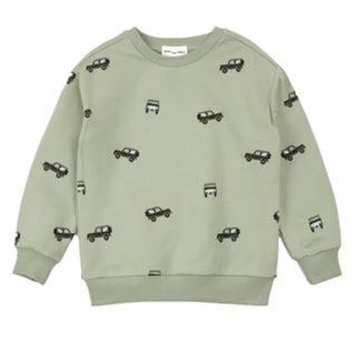 Miles the Label Green Sweatshirt with Jeep Pattern, 8 years