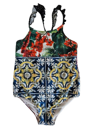Dolce & Gabbana Patchwork print one piece swimsuit, 4 years