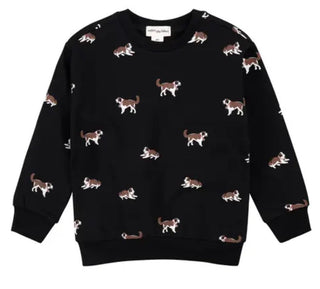 Miles the Label Black Sweatshirt with Dog Pattern, 8 years