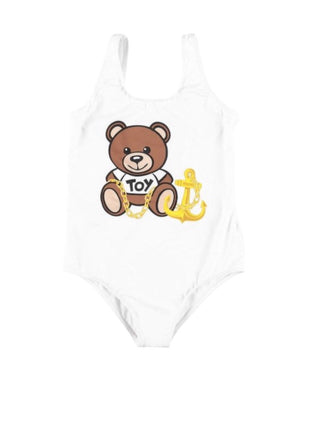 Moschino White full piece swim suit, 4 years