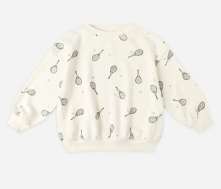 Rylee + Cru Cream Sweatshirt with Tennis Pattern, 8-9 years
