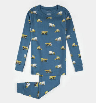Petit Lem Blue Pajama Set with Construction Vehicles, 8 years