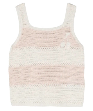 Bonpoint White and pink stripe knit top, 14 years