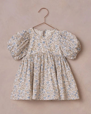 Noralee Puff Sleeved Blue and Cream Floral Dress, 8 years