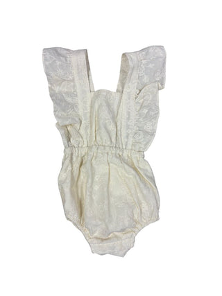Noralee White Ivory Lace Romper with Flutter Details, 12 months