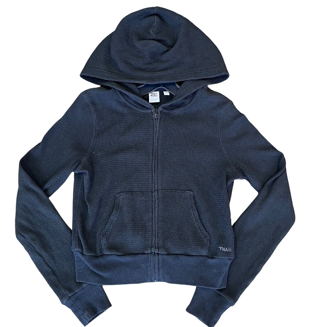 Tna Black waffle zip up, Xs