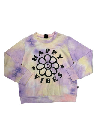 Pixie Lane tie dye "happy vibes" crewneck, 7 years
