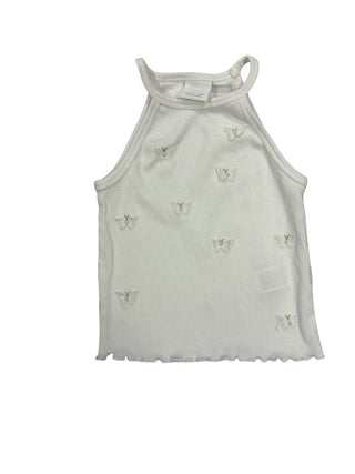Zara white tank top with butterflies, 6-7 years