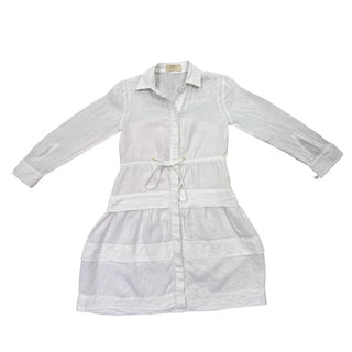 Capri white linen button dress, 8 years