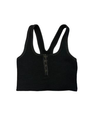 KatieJ black tank with buttons, medium