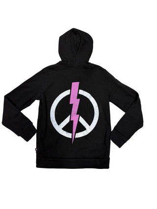 Pixie Lane black zip up with lightning bolt, 7 years