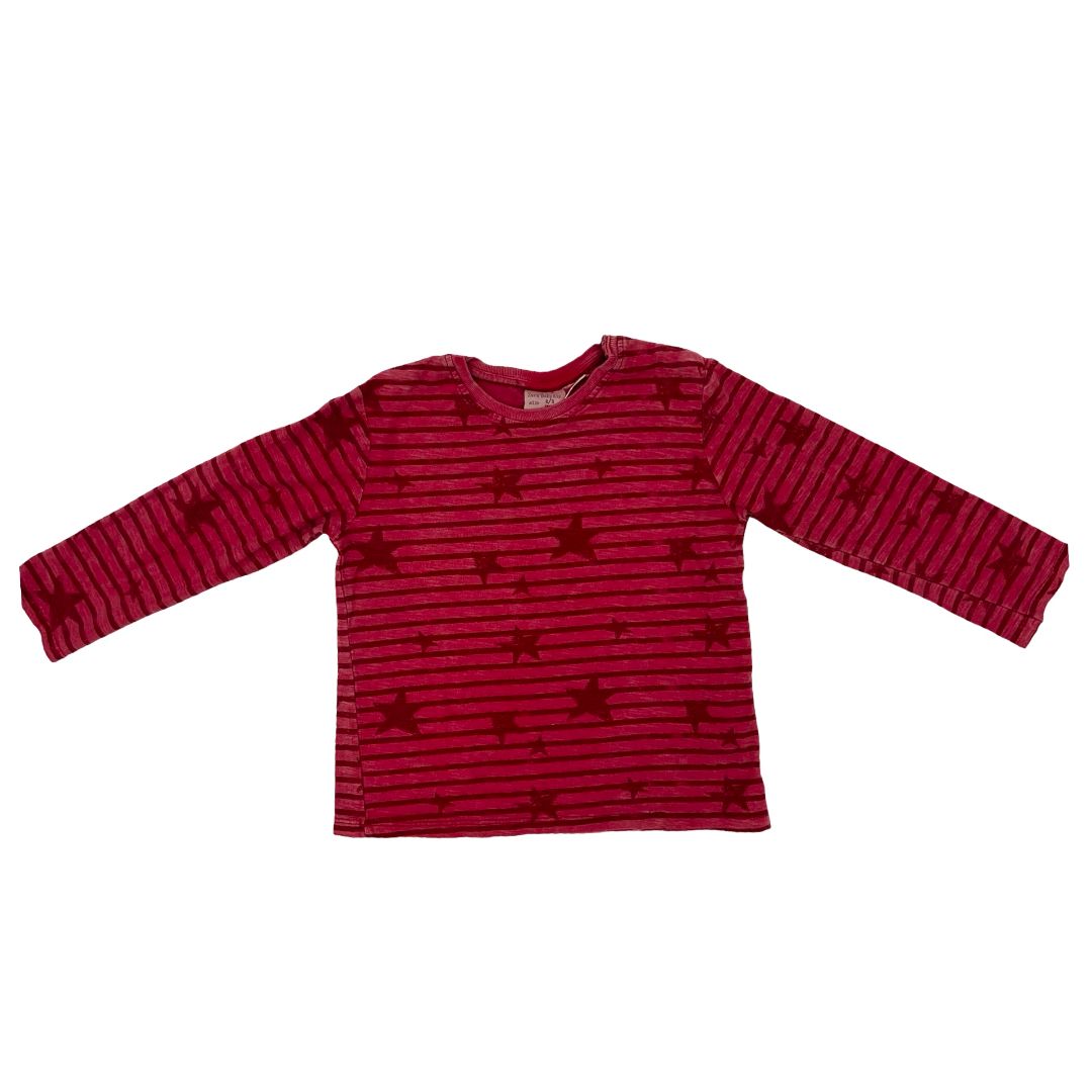 Zara red strip w/stars long sleeve, 2-3 years