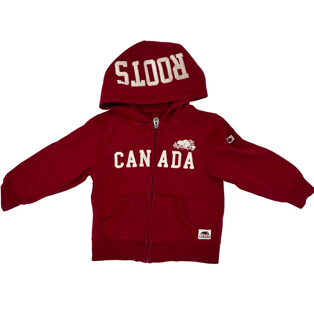 Roots red zip up, 3 years