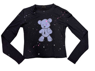 Firehouse black long sleeve with bear graphic, small