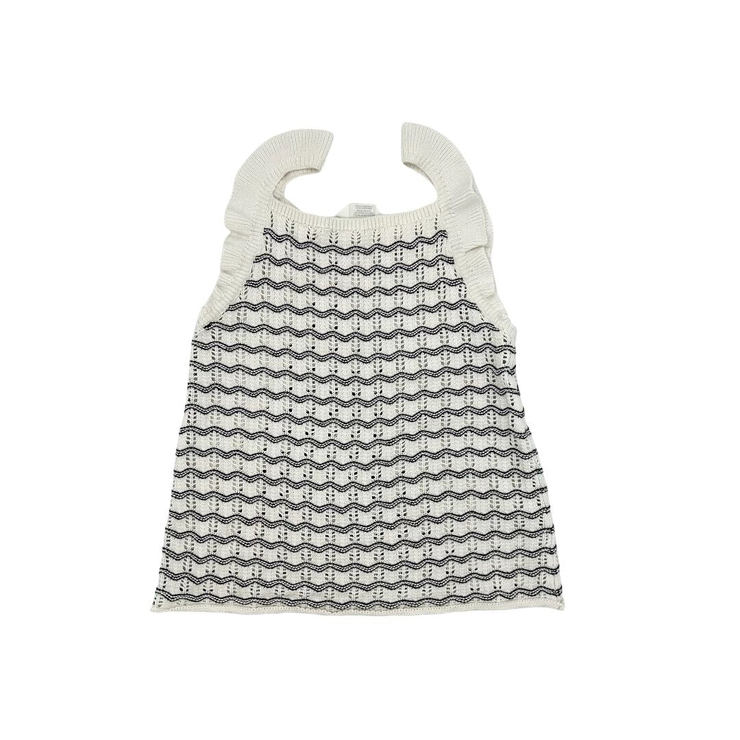 H&M white/navy crochet sest, 9-10 years