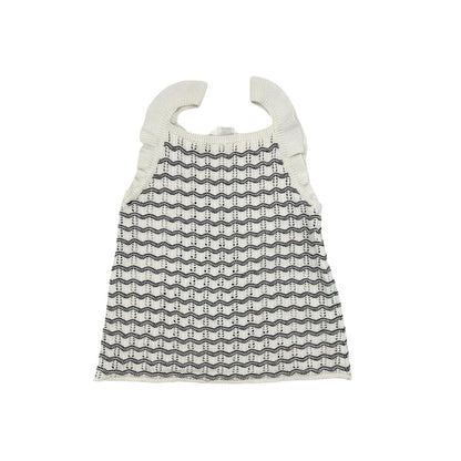 H&M white/navy crochet sest, 9-10 years