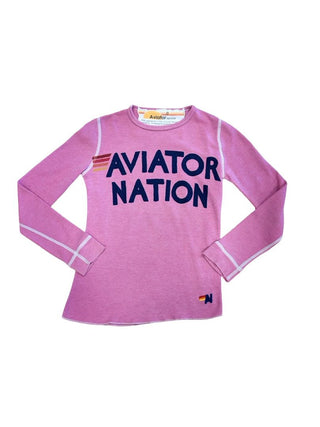 Aviator Nation pink waffle long sleeve, 8 years
