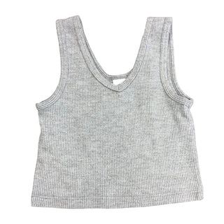 Suzette Grey ribbed v-neck crop tank, 10 years (medium)